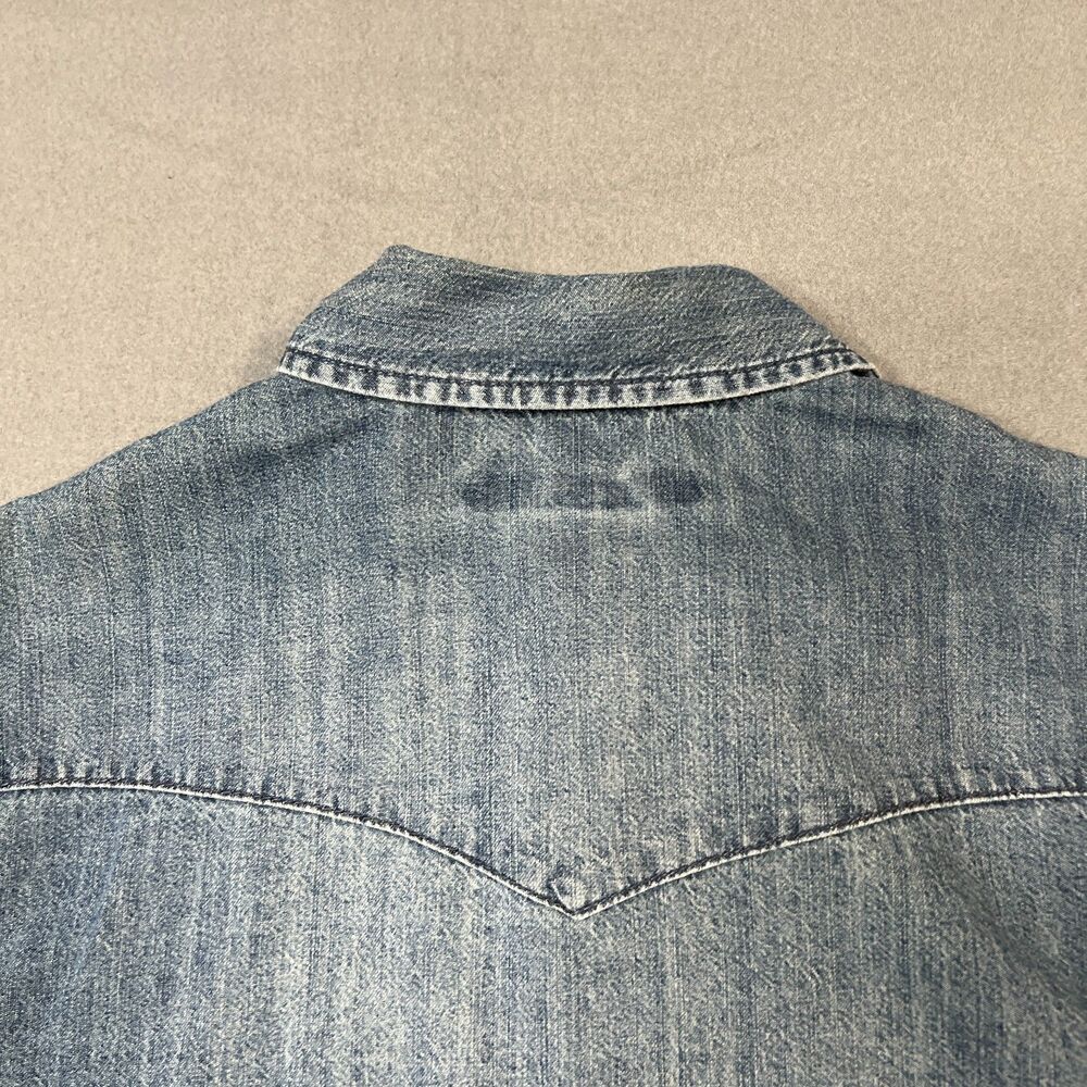 Stetson Denim Shirt Womens Large Blue 100% Cotton Long Sleeve Classic Pearl Snap - Picture 8 of 11